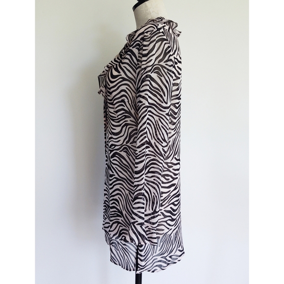 Victoria’s Secret Pink & Black Zebra Print Long Sleeve Pajama Top Sheer Size Med - Picture 6 of 14